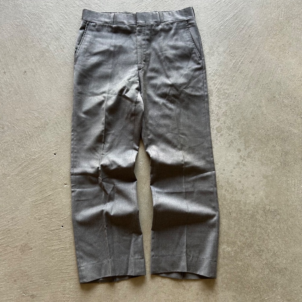 Vintage 70s Pendleton Pants Size 36x31 Gray Wool Trousers Flat Front Dress